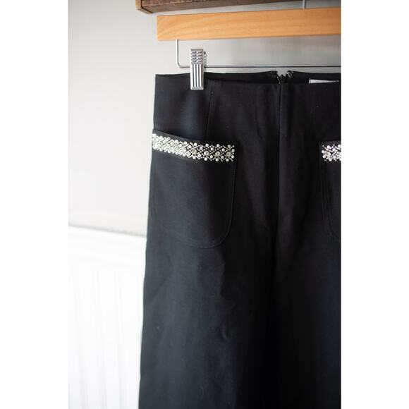 Anthropologie The Colette Cropped Wide-Leg Pants Rhinestone Pocket Edition 26 - Picture 3 of 5
